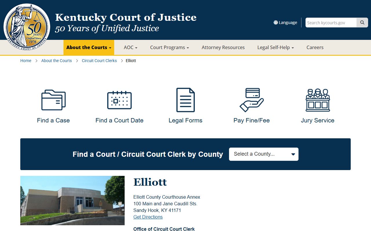 Elliott County court records after arrest clerk information