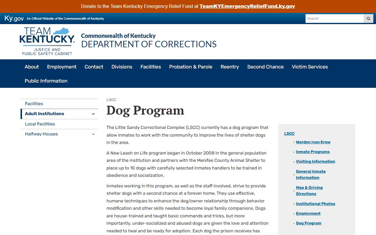 Little Sandy Correctional Complex New Leash on Life program